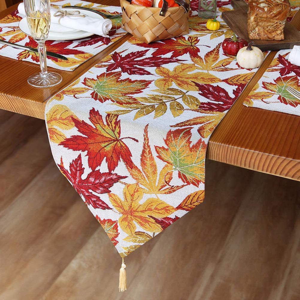 Fall Table Runner Holiday Table Runners for Dining Room Harvest Maple Leaf Table Runner for Fall Autumn and Thanksgiving Decorations