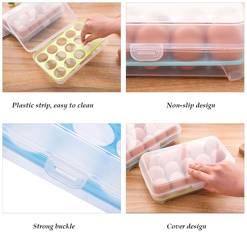 15 Grids Egg Storage Box Egg Preservation Container Portable Egg Organizer