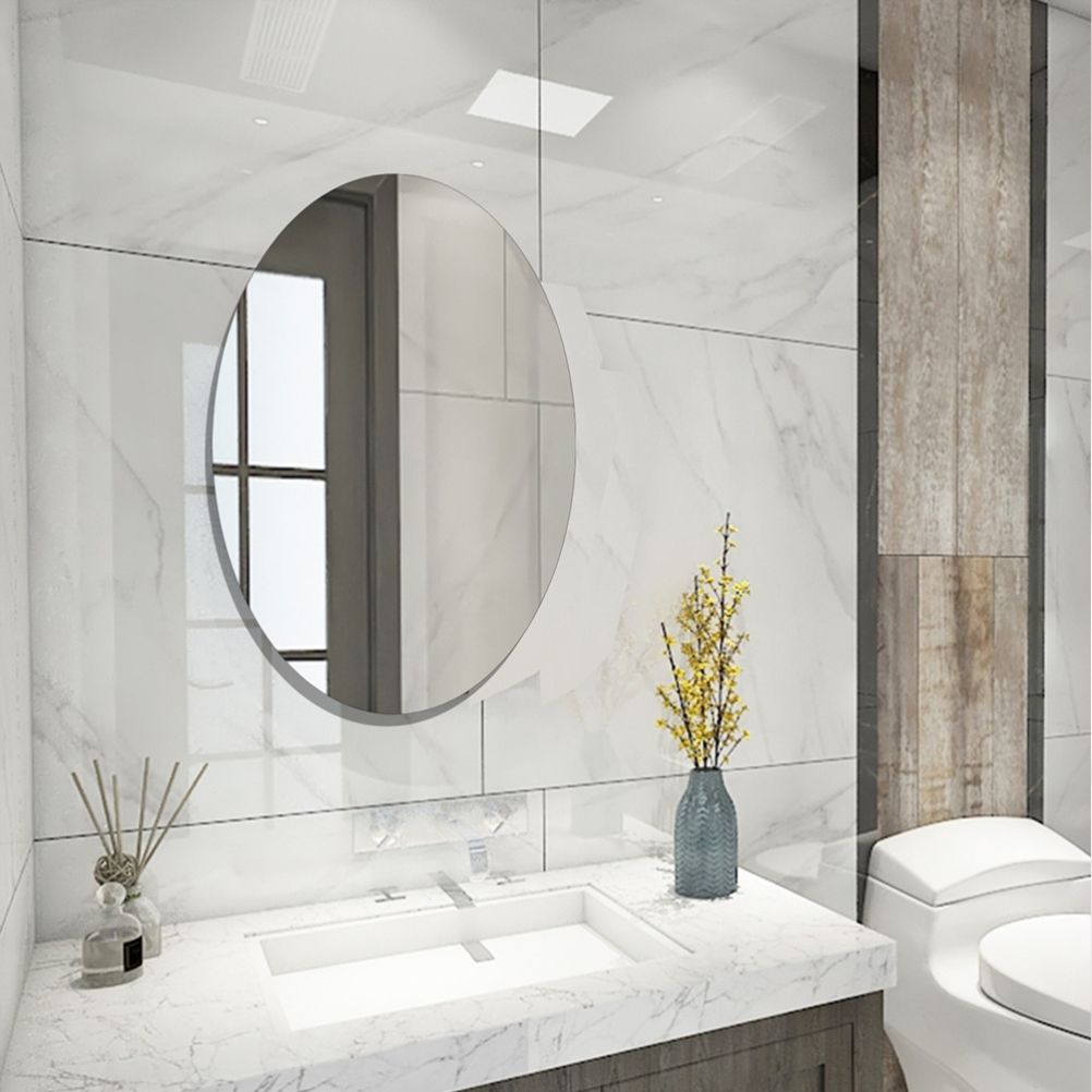 42*27CM Mirror Decoration Wall Sticker Acrylic Ellipse Mirror Wall Stickers Home Decoration Wall Sticker for Bathroom Bedroom