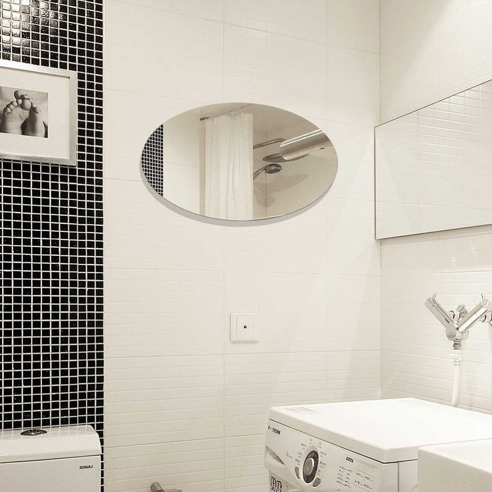 42*27CM Mirror Decoration Wall Sticker Acrylic Ellipse Mirror Wall Stickers Home Decoration Wall Sticker for Bathroom Bedroom