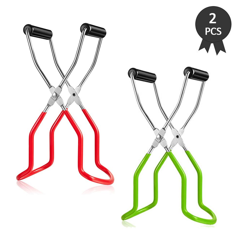 Canning Jar Lifter with Grip Handle Canning Tongs Stainless Steel Anti Scalding Anti Slip Wide Mouth Clip for Kitchen Restaurant