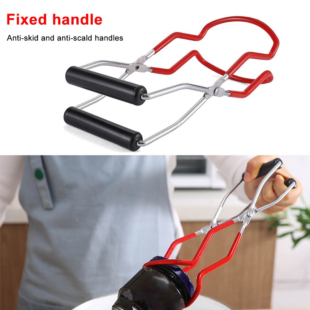 Canning Jar Lifter with Grip Handle Canning Tongs Stainless Steel Anti Scalding Anti Slip Wide Mouth Clip for Kitchen Restaurant