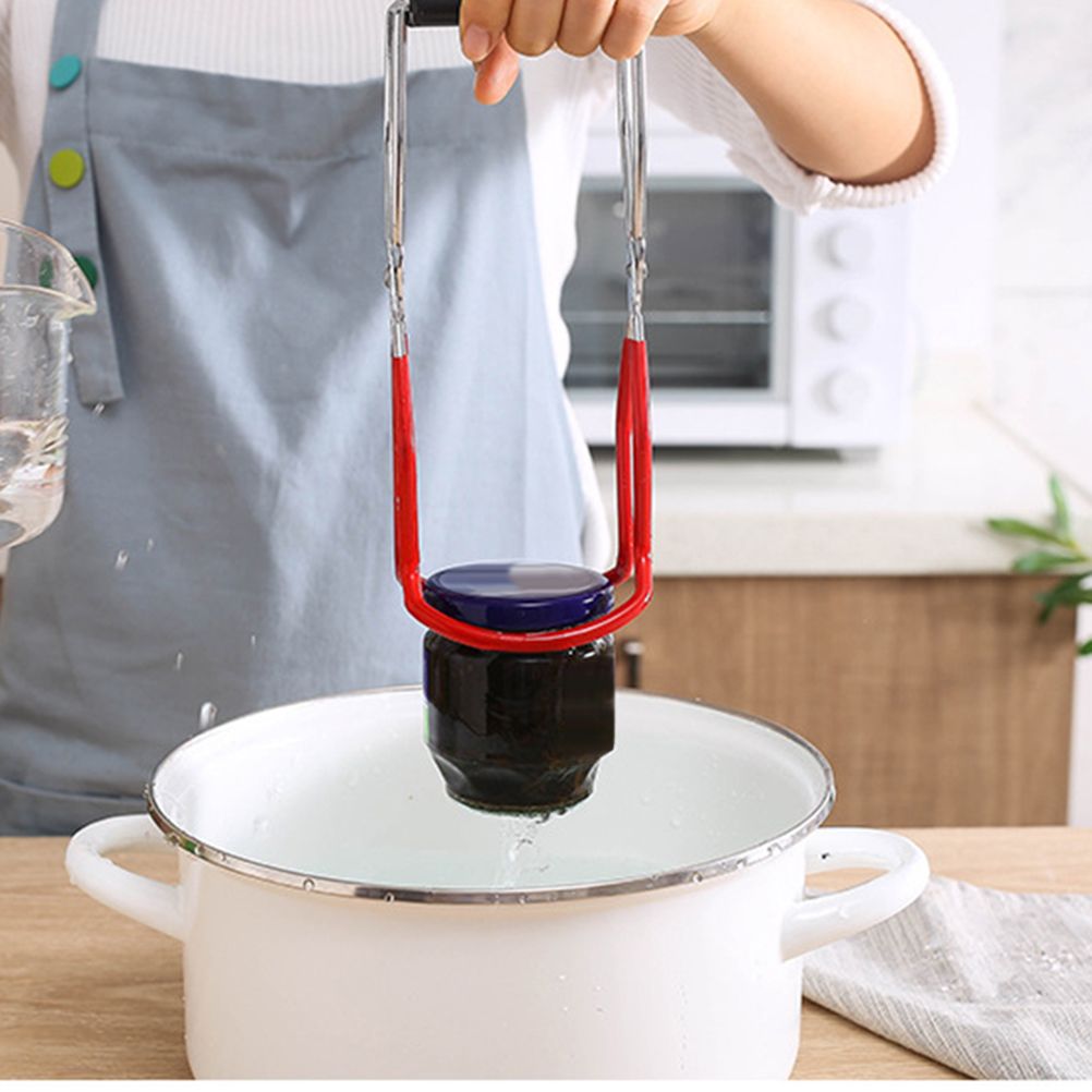 Canning Jar Lifter with Grip Handle Canning Tongs Stainless Steel Anti Scalding Anti Slip Wide Mouth Clip for Kitchen Restaurant