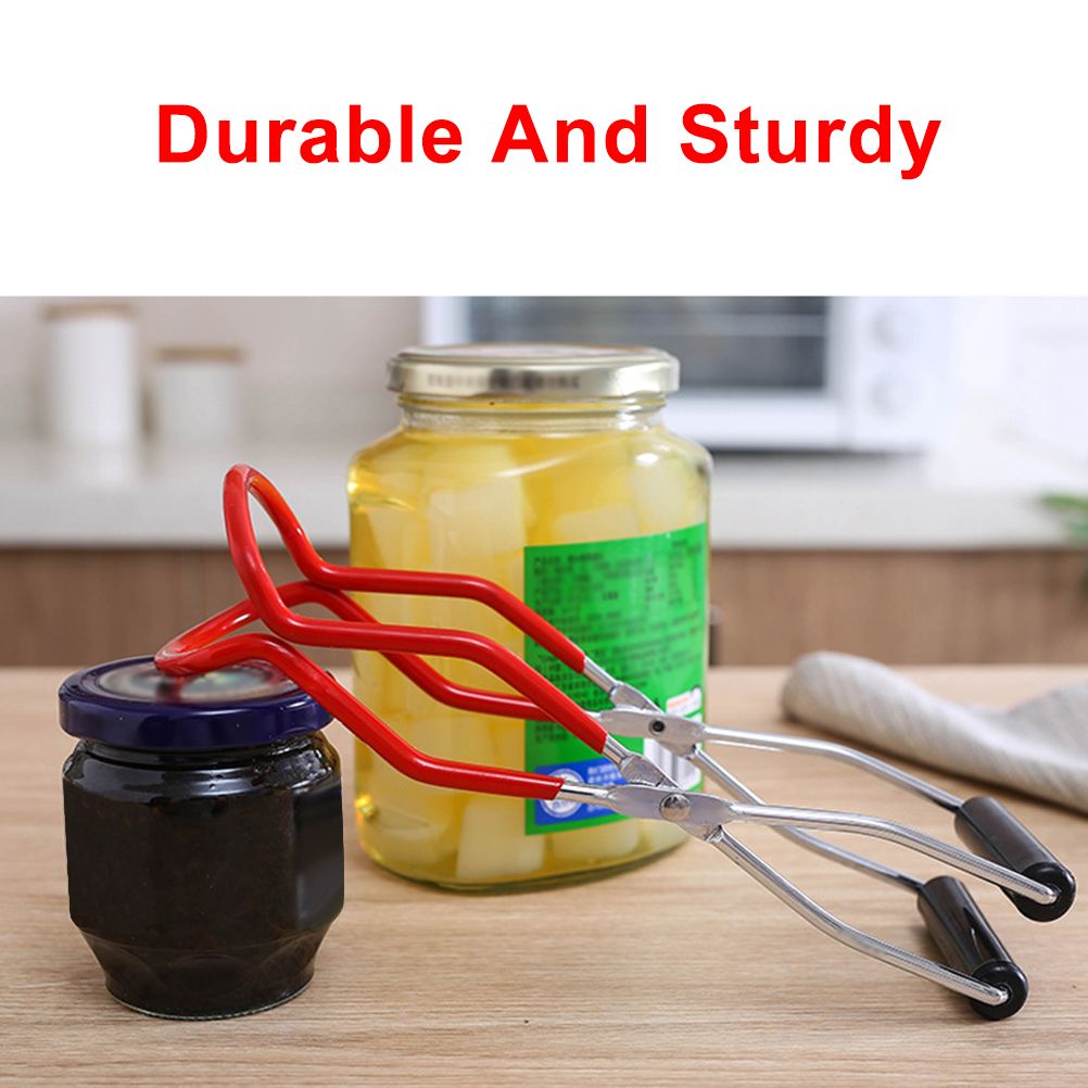 Canning Jar Lifter with Grip Handle Canning Tongs Stainless Steel Anti Scalding Anti Slip Wide Mouth Clip for Kitchen Restaurant