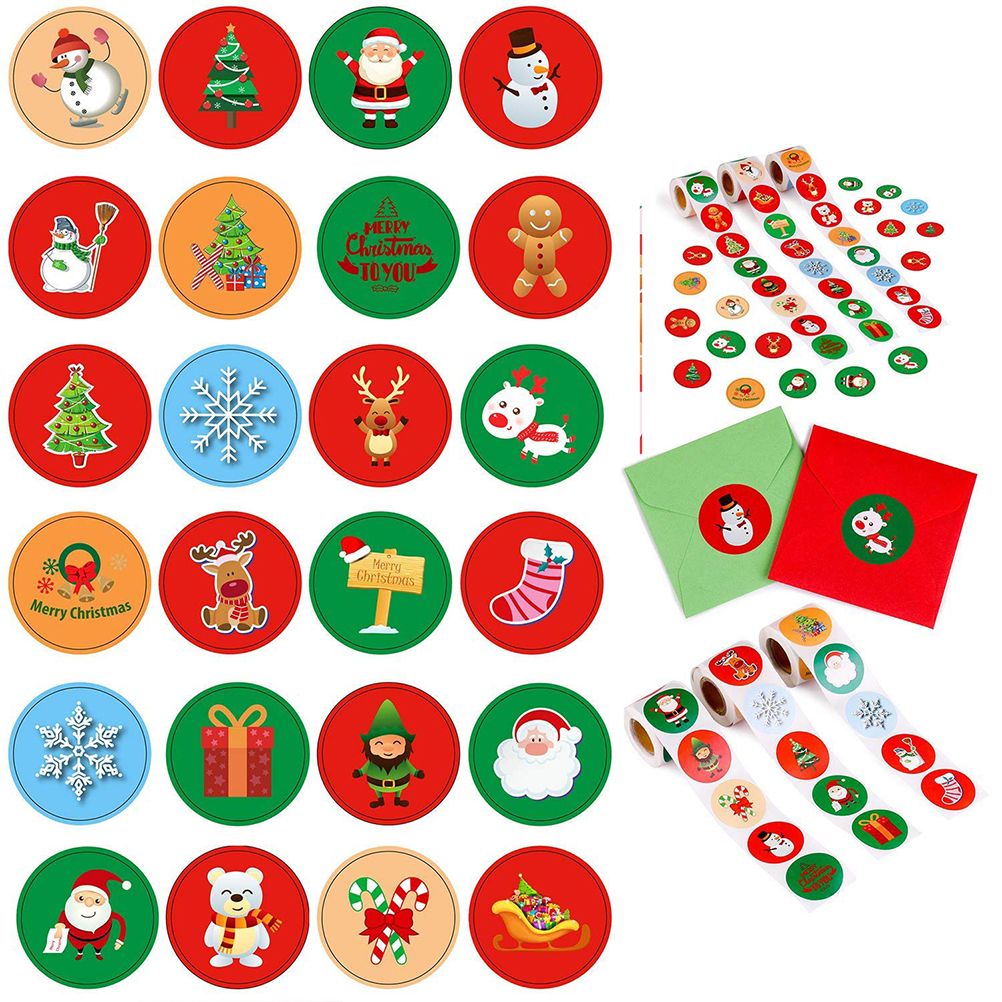500Pcs Christmas Stickers DIY Cake Biscuit Sealing Labels Gift Box Adhesive Stickers