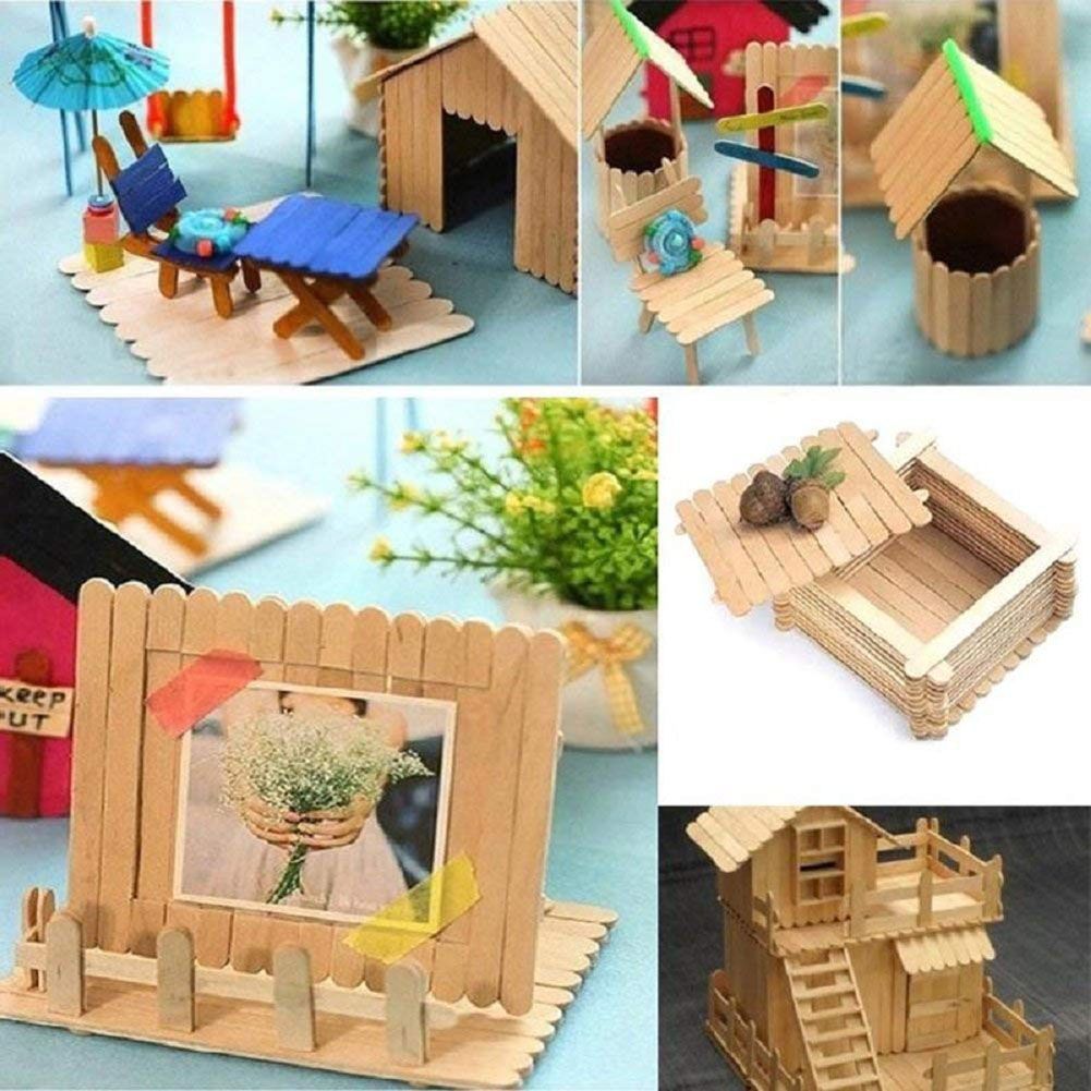 400Pcs Popsicle Sticks Wooden Ice Cream Sticks Great Bulk Sticks for DIY Craft