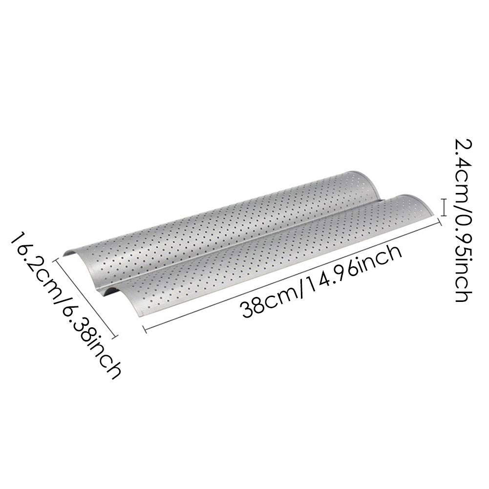 2 Slot Baguette Baking Tray Nonstick Bread Baking Tray Stainless Steel Baking Pan