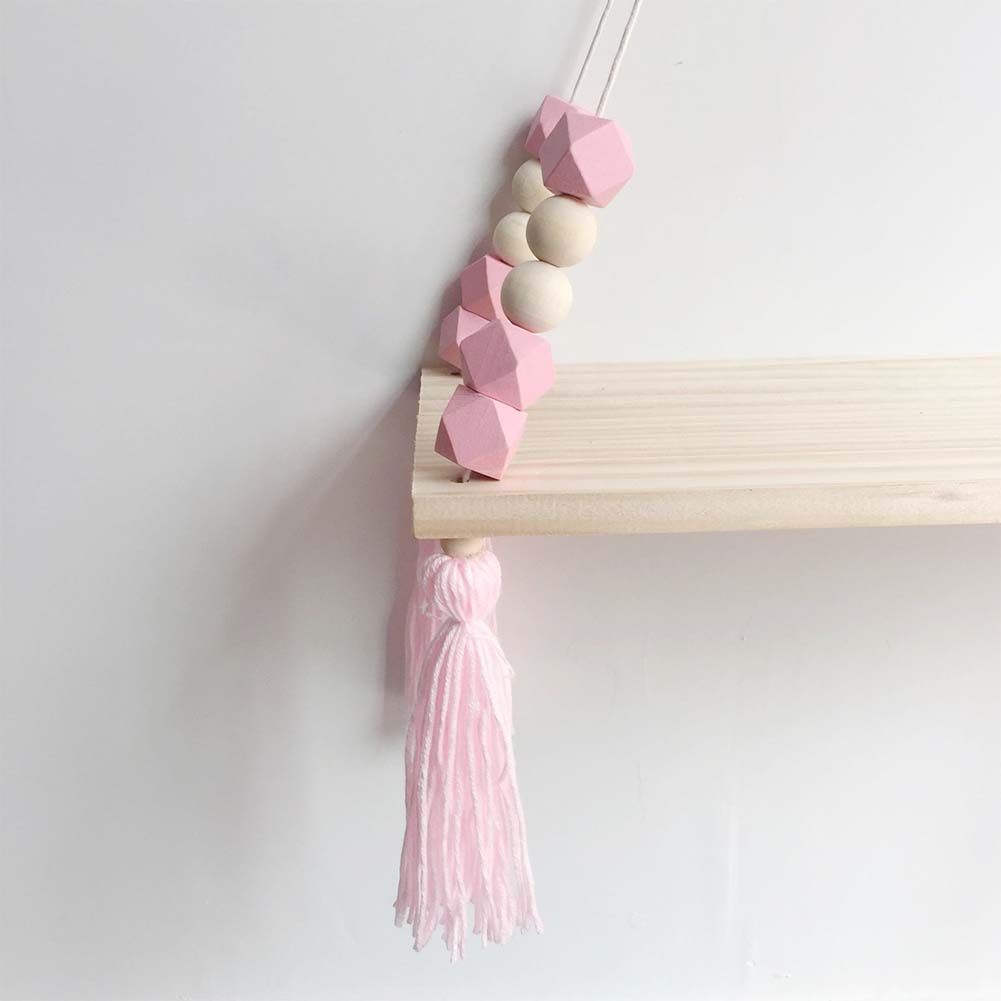 Ins Style Wall Shelf Child Decorative Shelf Hanging with Rope and Wooden Board Princess Bedroom