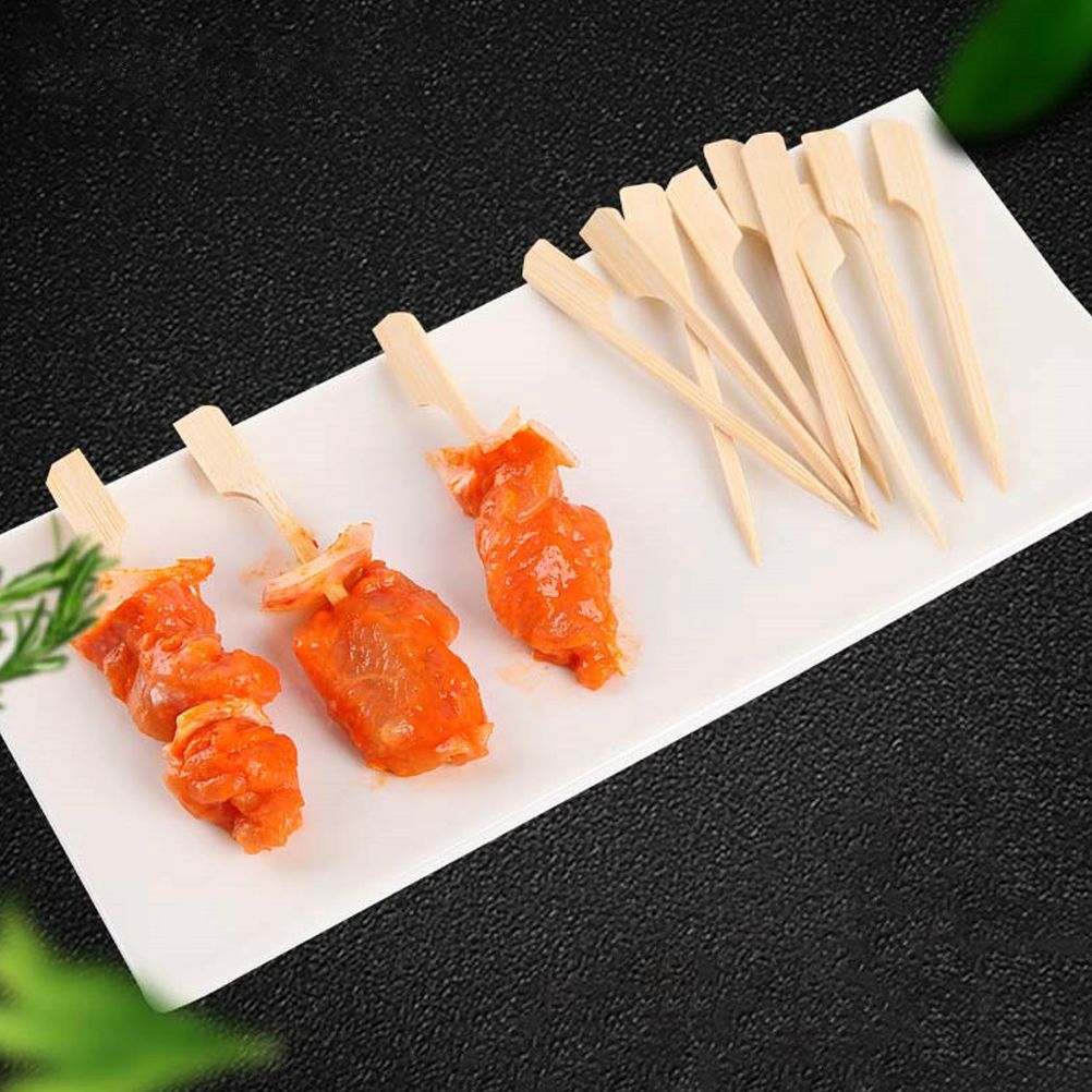 100PCS Barbecue Bamboo Skewers Disposable Bamboo Stick Barbecue Paddle Skewers