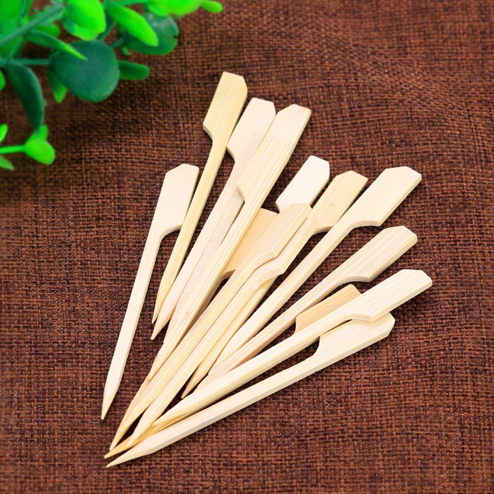 100PCS Barbecue Bamboo Skewers Disposable Bamboo Stick Barbecue Paddle Skewers