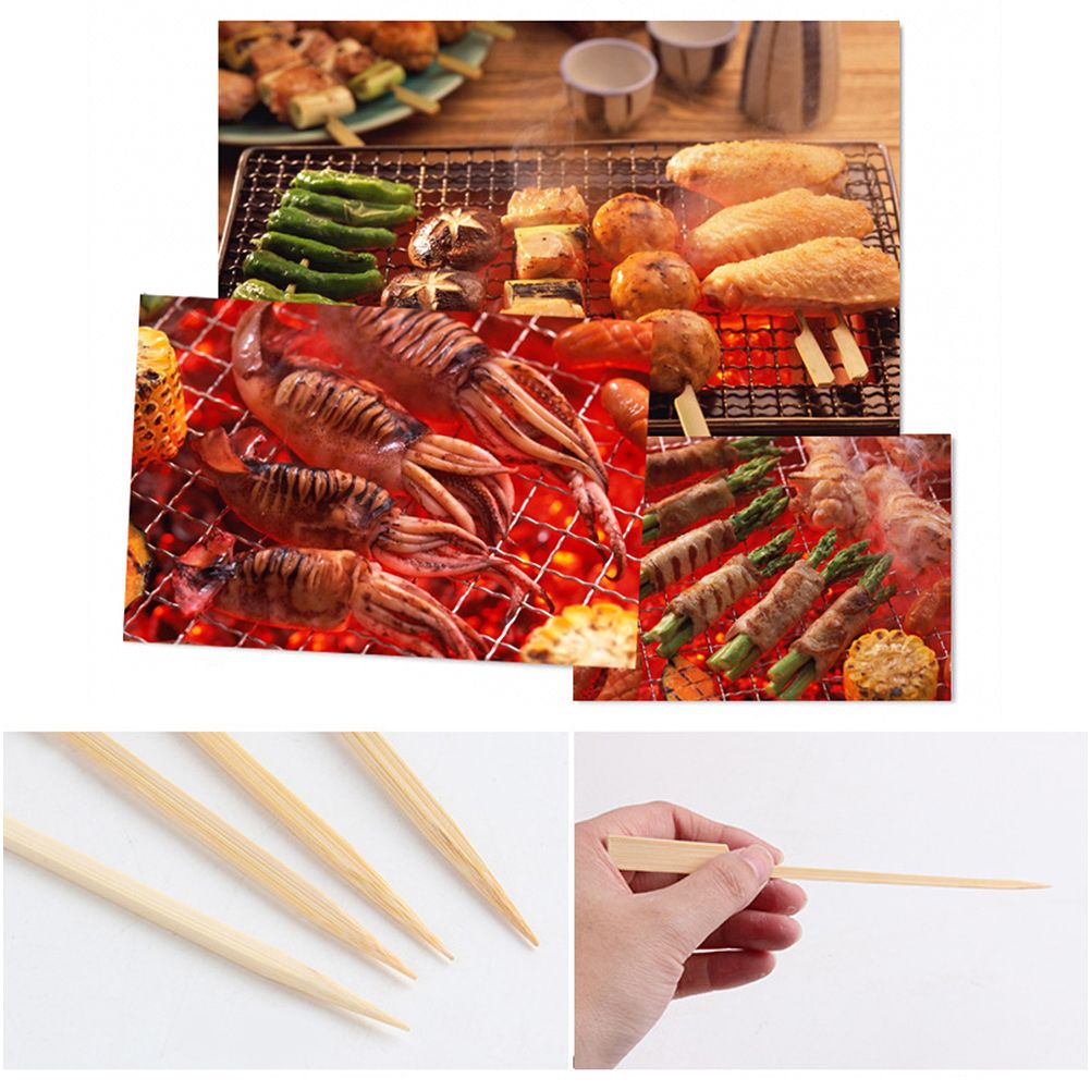 100PCS Barbecue Bamboo Skewers Disposable Bamboo Stick Barbecue Paddle Skewers