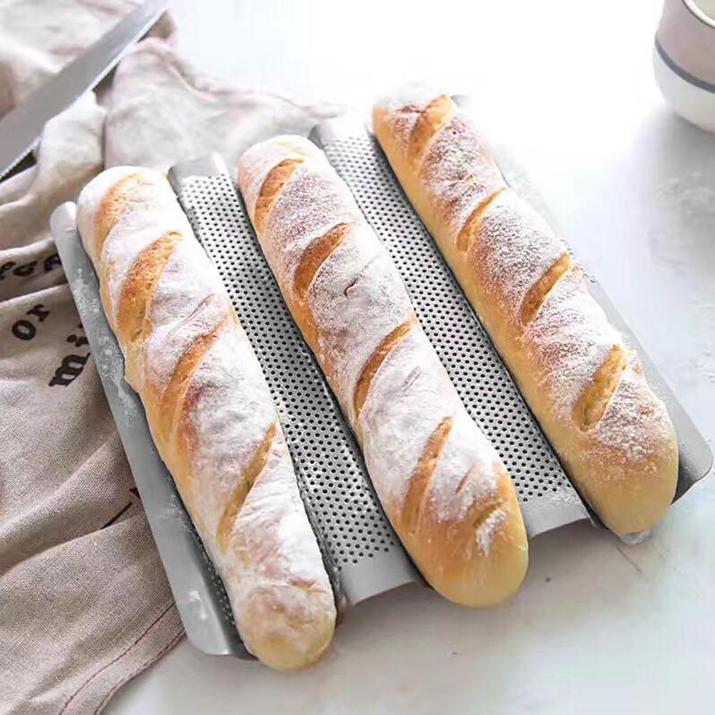 Non Stick Perforated French Bread Pan Bakeware Toast Cooking Bake Mold Home Bread Baking Mold