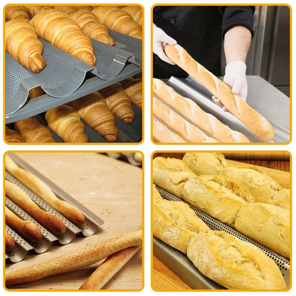 Non Stick Perforated French Bread Pan Bakeware Toast Cooking Bake Mold Home Bread Baking Mold