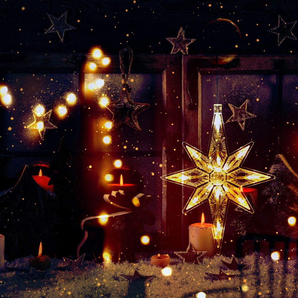 Window Sucker Holiday Lamp LED Christmas Trees Deer Bell Star Santa Hanging Garland Light Wall Decorative