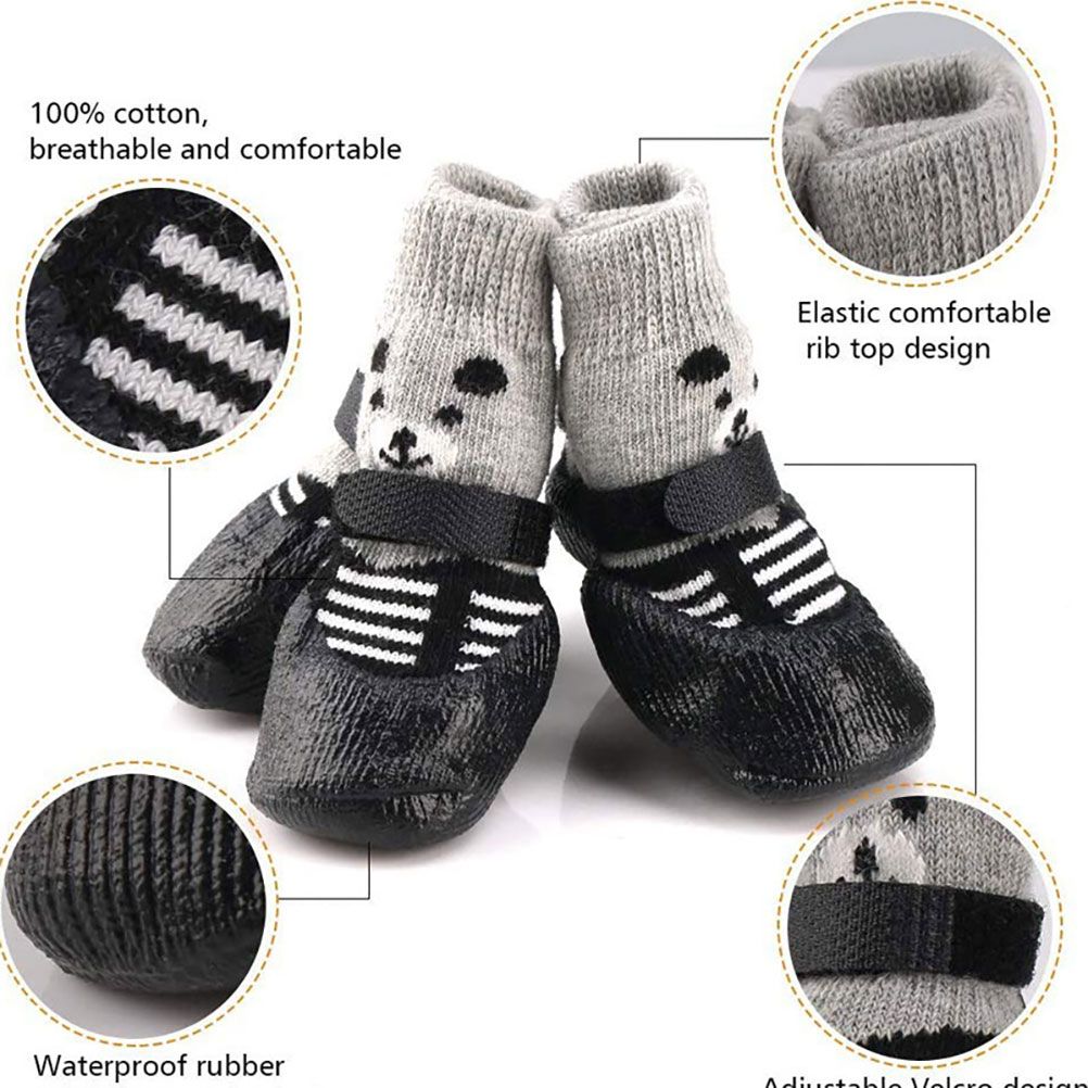 4PCS Pet Socks Anti Slip Waterproof Paw Protector Outdoor Sports Socks Shoes Boots Dogs Protective Paw Rain Snow Shoes