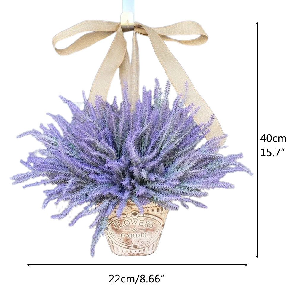 Artificial Hanging Flowers in Basket for Front Door Hanging Lavender Wreath Basket Outdoor Indoor Patio Lawn Courtyard Garden Decor