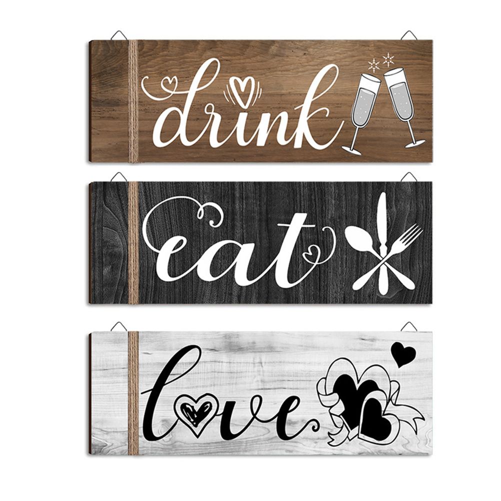 3Pcs Wall Decor Wooden Hanging Wall Sign Wooden Wall Art for Home Kitchen Dining Room Restaurant