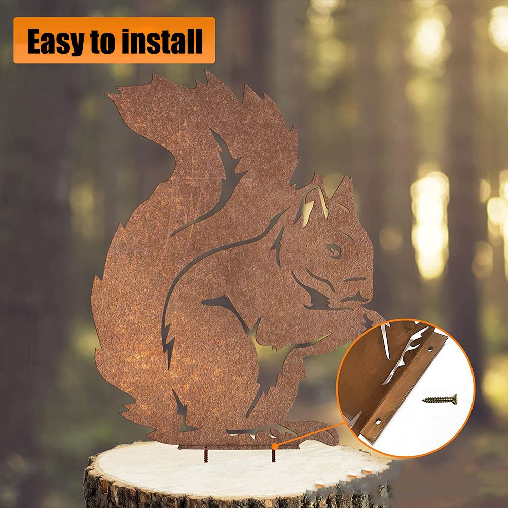 Rusty Standing Tree Stake Metal Rust Figure Garden Stake Outdoor Garden Yard Decoration