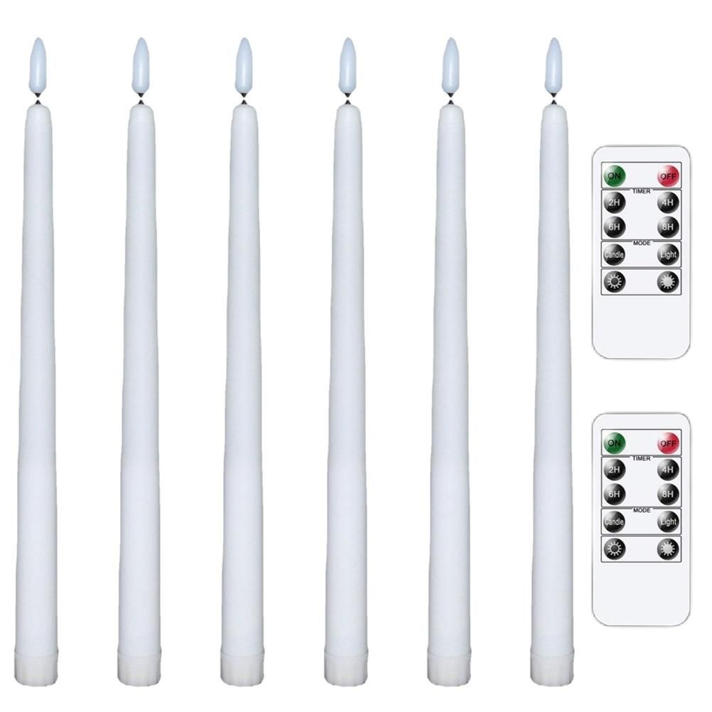 6Pcs LED Flameless Flickering Warm Light Taper Candles with 2 Remote Control for Christmas Thanksgiving Halloween Home Wedding Decoration