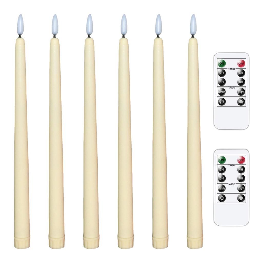 6Pcs LED Flameless Flickering Warm Light Taper Candles with 2 Remote Control for Christmas Thanksgiving Halloween Home Wedding Decoration