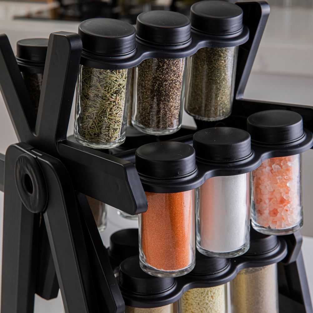 Rotating Spice Rack Spice Organizer with 18 Bottles Seasoning Rack Organizer for Kitchen Counter Shelf