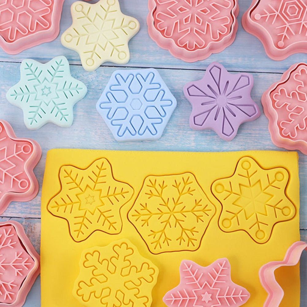 8Pcs/10Pcs 3D Biscuit Cutters Christmas Biscuit Mould Baking Mould Hand Press Biscuit Stamp