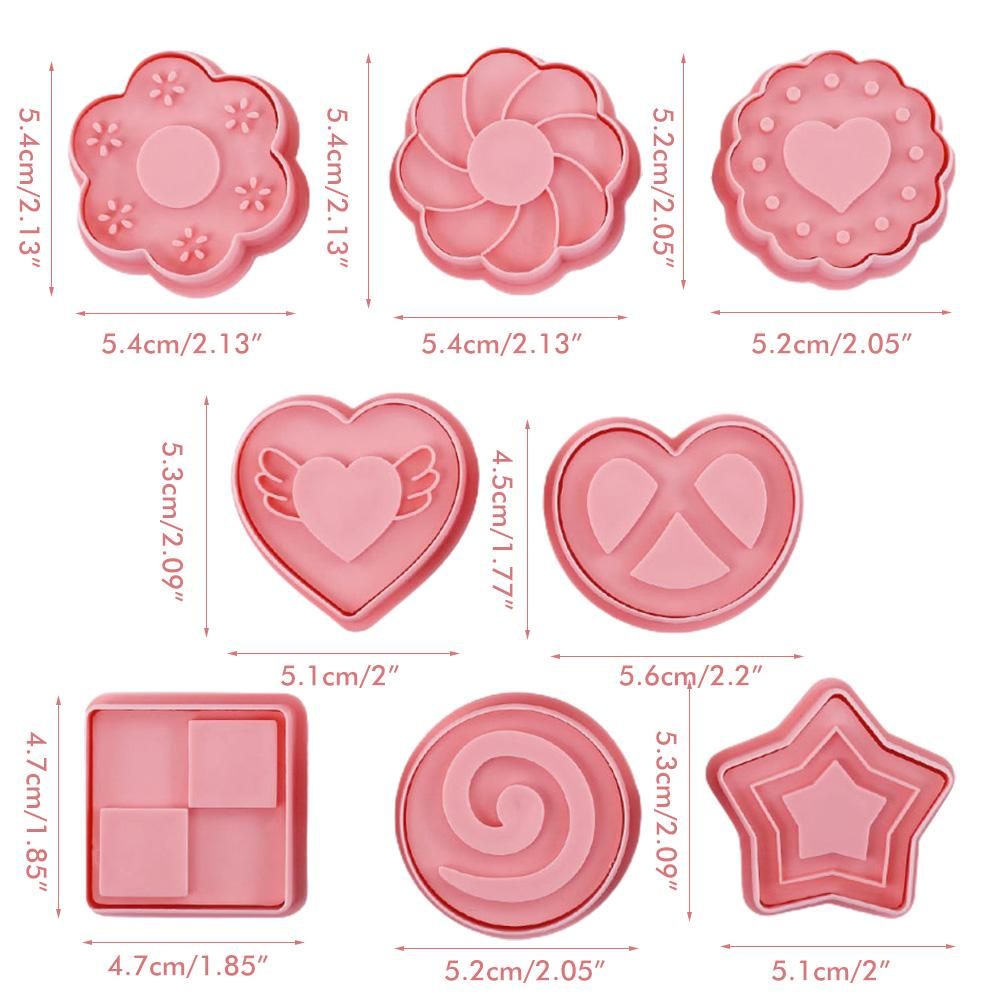 8Pcs 3D Biscuit Cutters Cartoon Dinosaur Fruit Vegetable Birthday Biscuit Mould Baking Mould Hand Press Biscuit Stamp