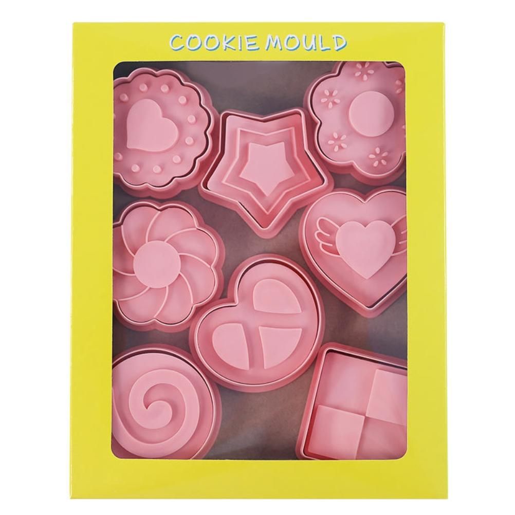 8Pcs 3D Biscuit Cutters Cartoon Dinosaur Fruit Vegetable Birthday Biscuit Mould Baking Mould Hand Press Biscuit Stamp