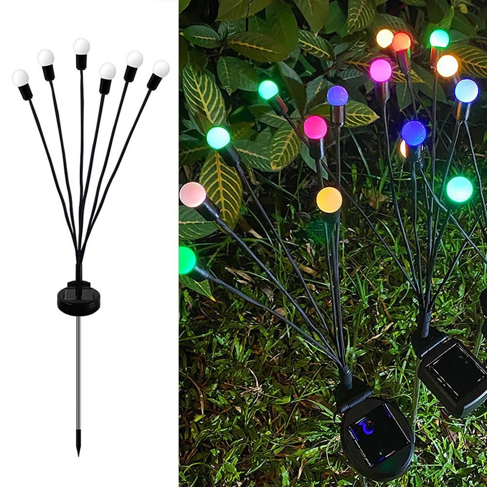 2 Pack Solar Powered LED Pendant Lights Firefly Lights Outdoor Solar Yard Lights Stake Lamp for Patio Pathway Lawn Yard