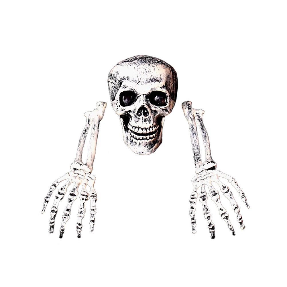 Halloween Glowing Skeleton Head Hands Arms Stakes Luminous Outdoor Decor for Lawn Garden Yard Haunted House Props