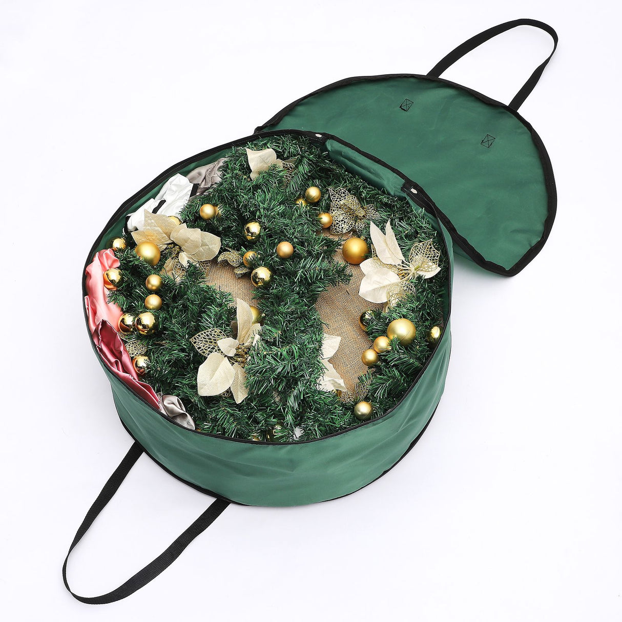 Storage Bag Durable Nylon Waterproof Tearproof Lightweight Portable Dual Zippers Christmas Wreath Storage Bag