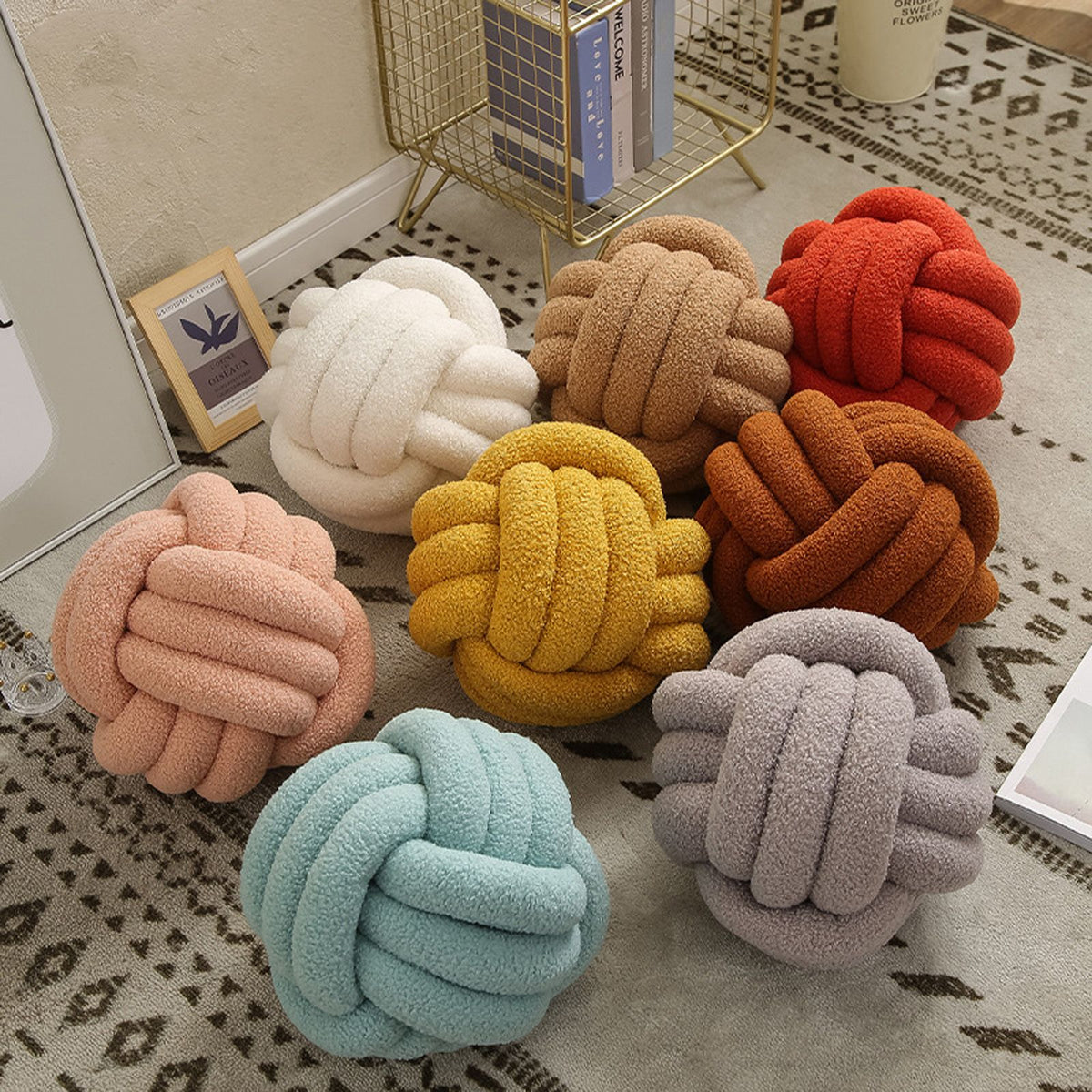 Knot Pillow Hand Knit Knotted Balls Pillow Shaped Decorative Throw Pillows for Living Room Bed Decoration