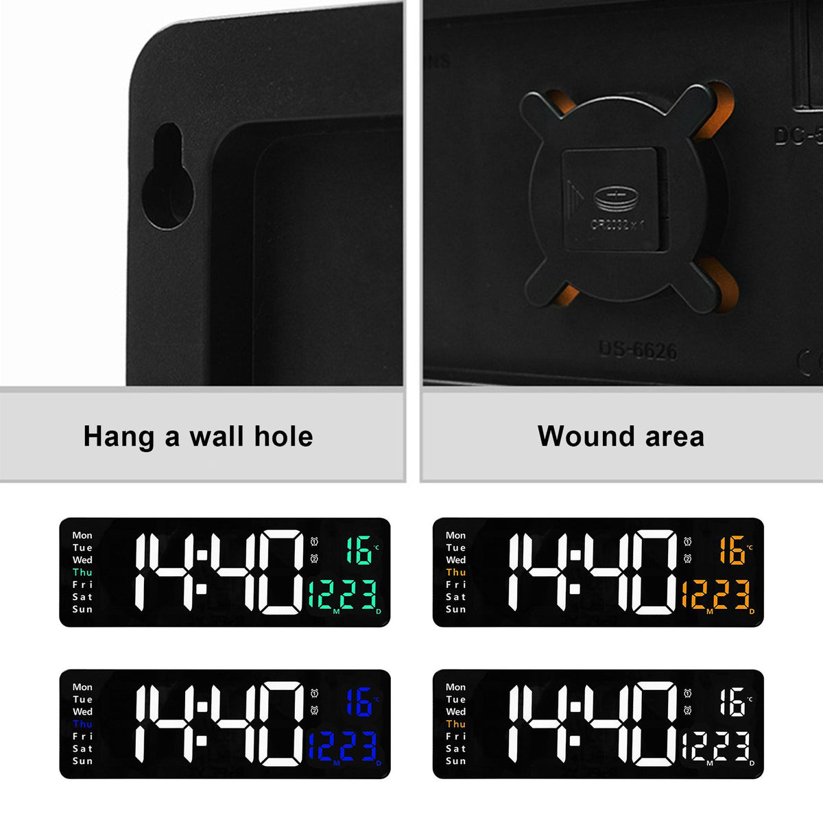 Large Screen Function Display Clock Living Room Wall Hanging Clock LED Display Remote Control Clock