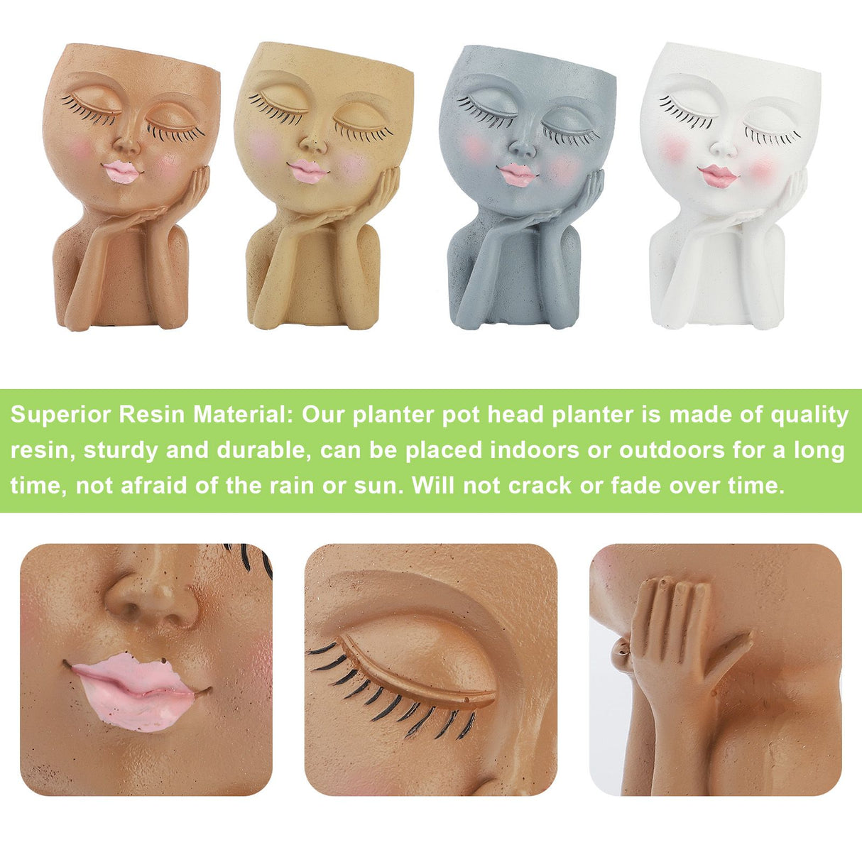 Mannequin Resin Cheek Resting Flower Pot Face Flower Pot