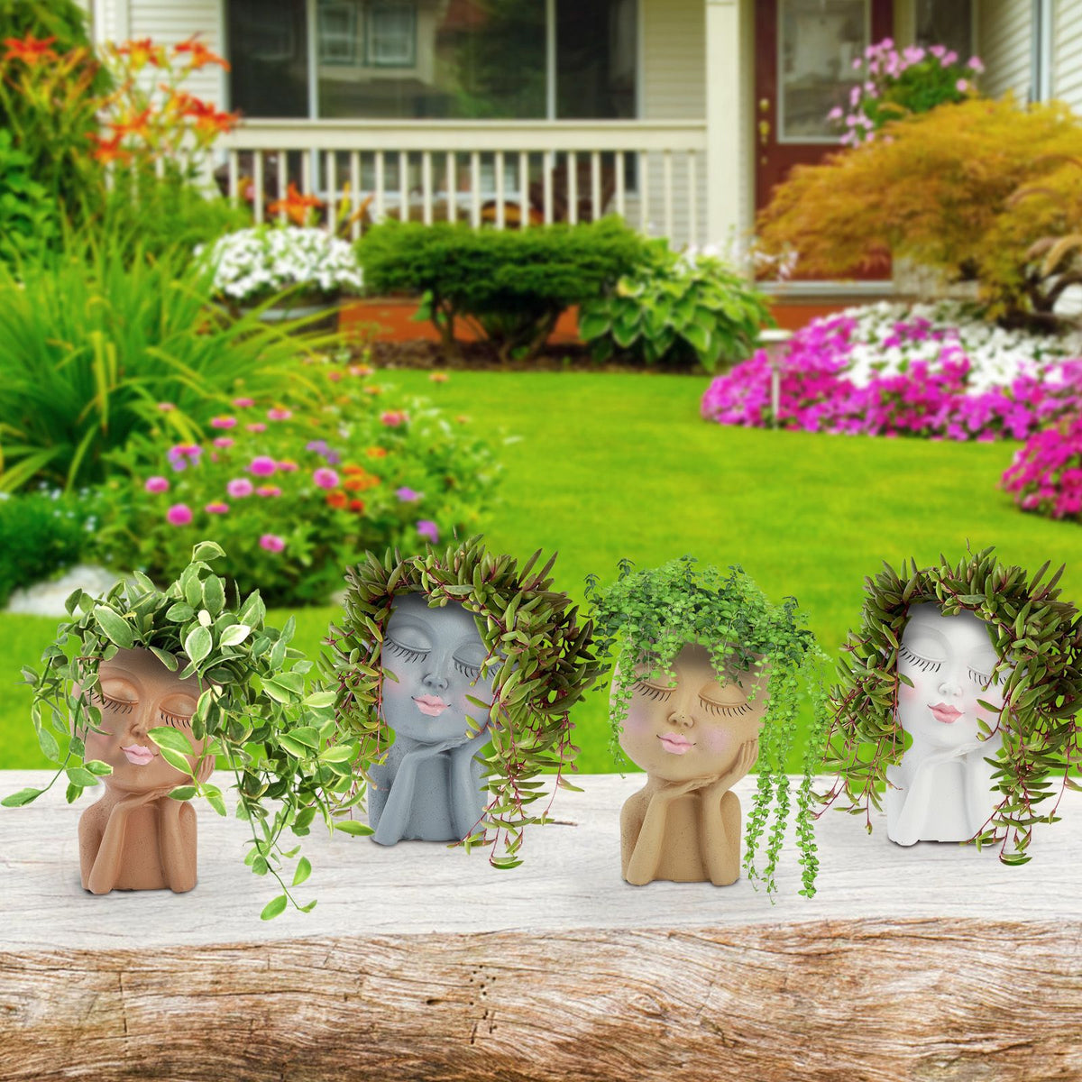 Mannequin Resin Cheek Resting Flower Pot Face Flower Pot