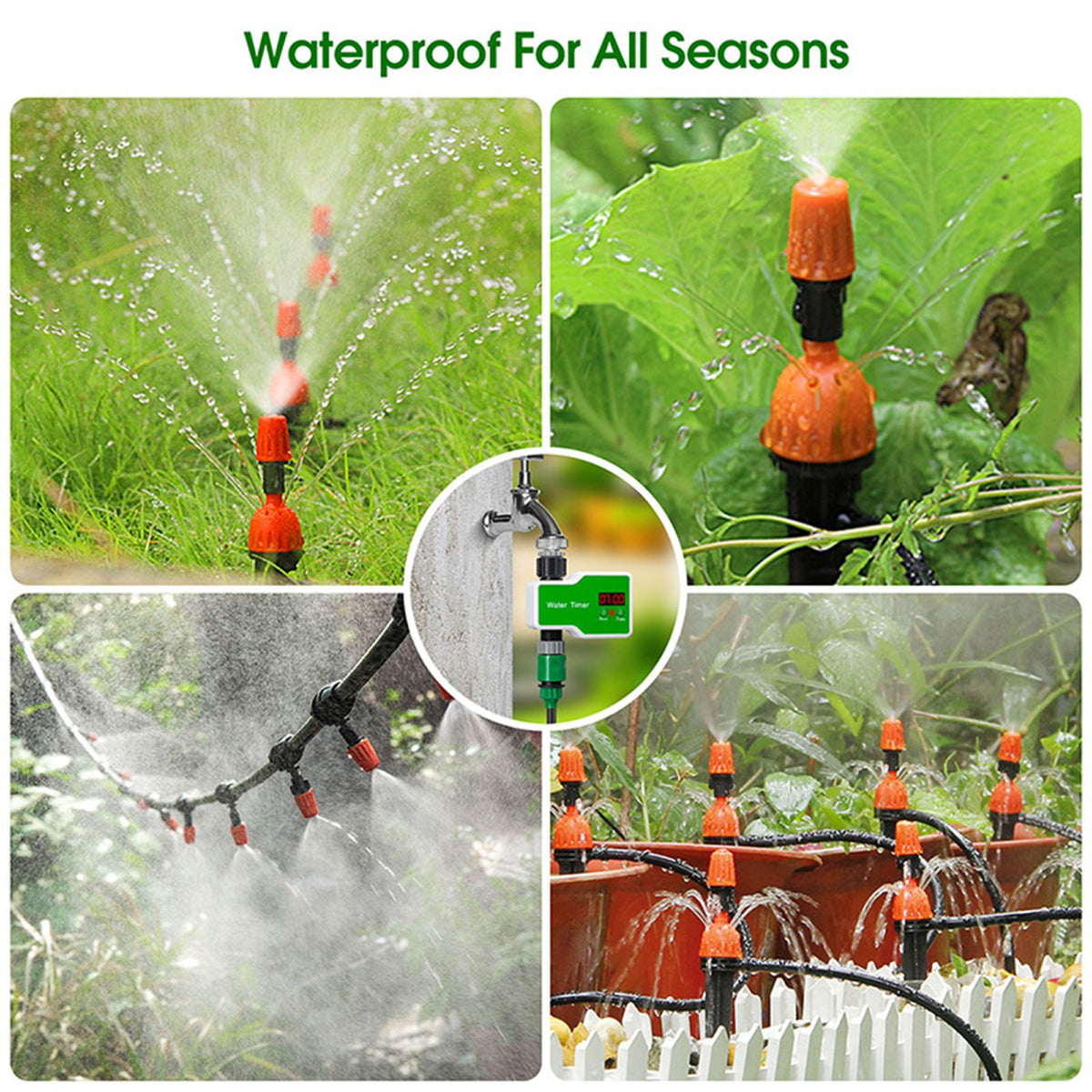 Automatic Flower Waterer Solenoid Valve Timer Garden Irrigation Spraying Outdoor Metal Head Intelligent Controller