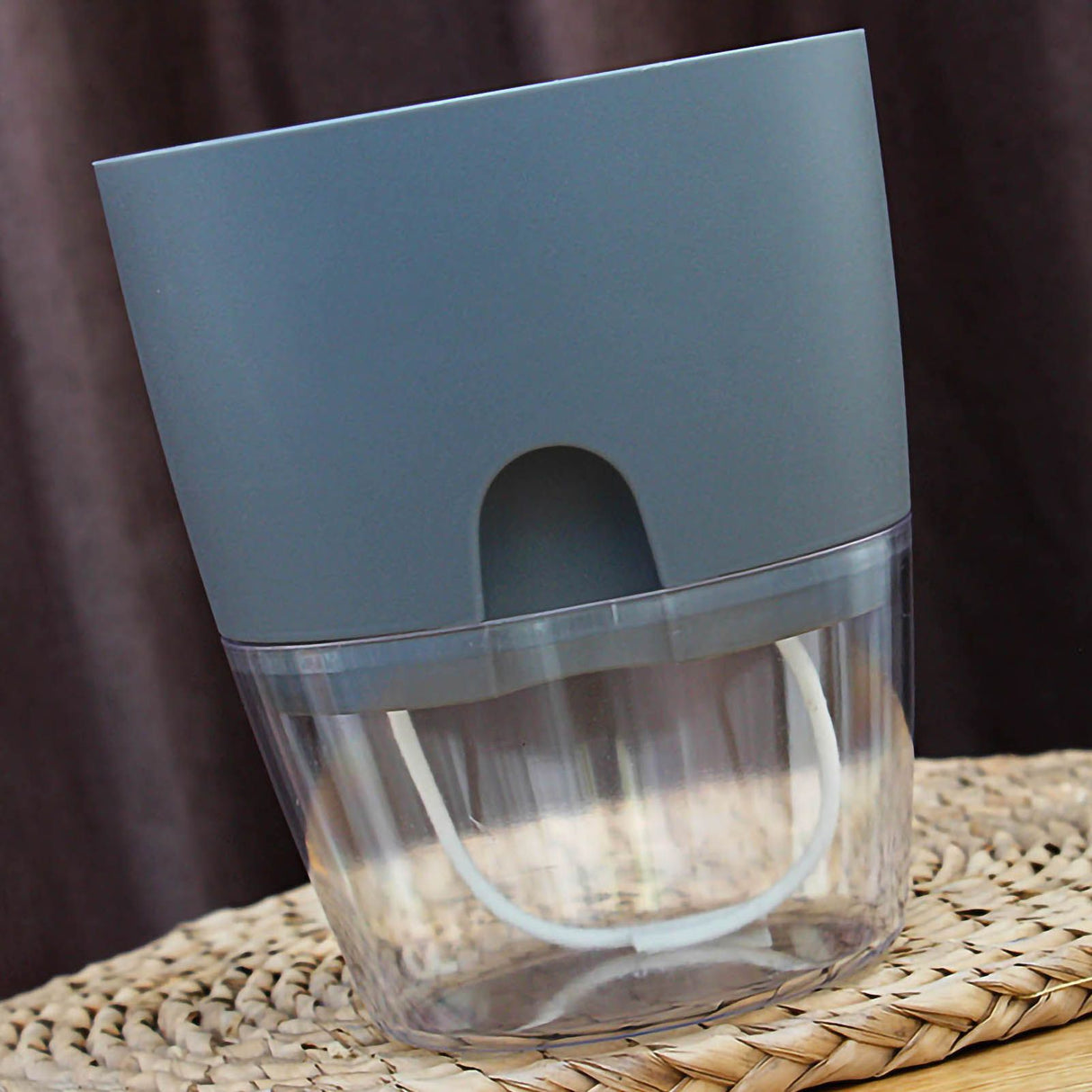 Self Watering Planter Cotton Rope Plastic Decorative Planting Pot for Indoor Outdoor Plants Flowers Herbs Grey 15.3cm/6in Diameter