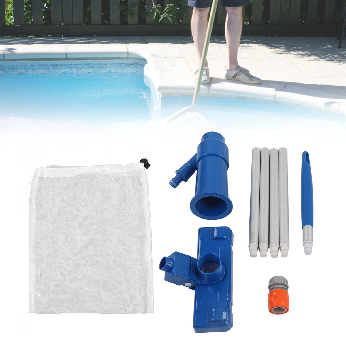 Pool Spa Jet Vacuum Cleaner Portable Pool Vacuum Jet Cleaner with Brush Swimming Pool Cleaning Tool EU Standard