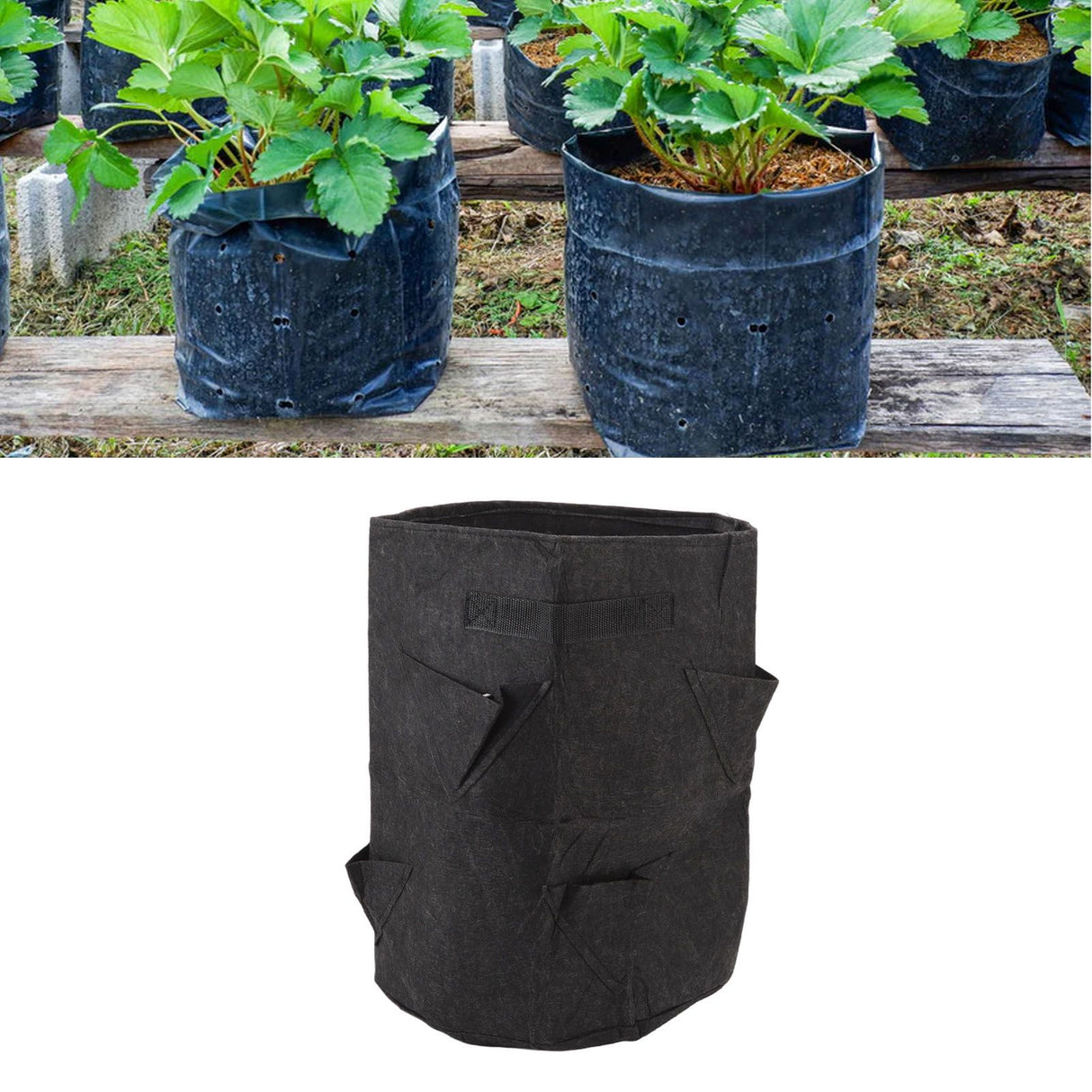 Strawberry Grow Bag 8 Holes Breathable Reusable Multipurpose Garden Grow Bag for Gardens