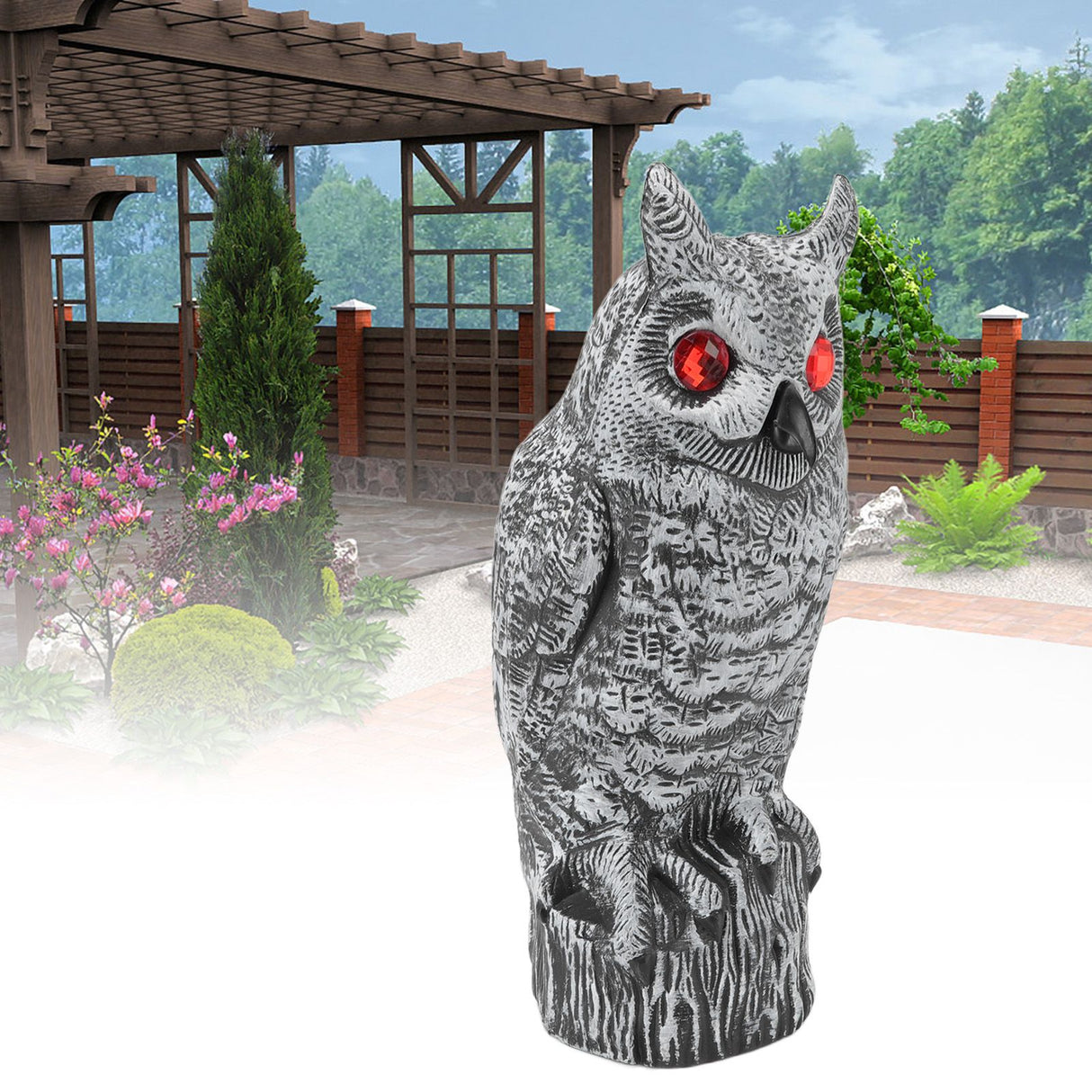 Solar Powered Owl Glowing Eyes Lifelike Appearance Waterproof Sun Resistant Bird Repeller for Home Garden Patio Fence