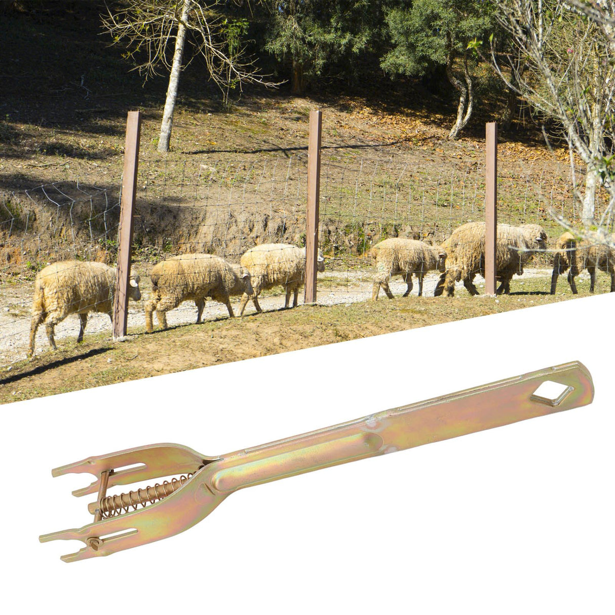 Electric Fence Strainer Handle Steel Fence Tightener Tool for Husbandry Pasture Fence 33x5.5x3cm/12.99x2.17x1.18in