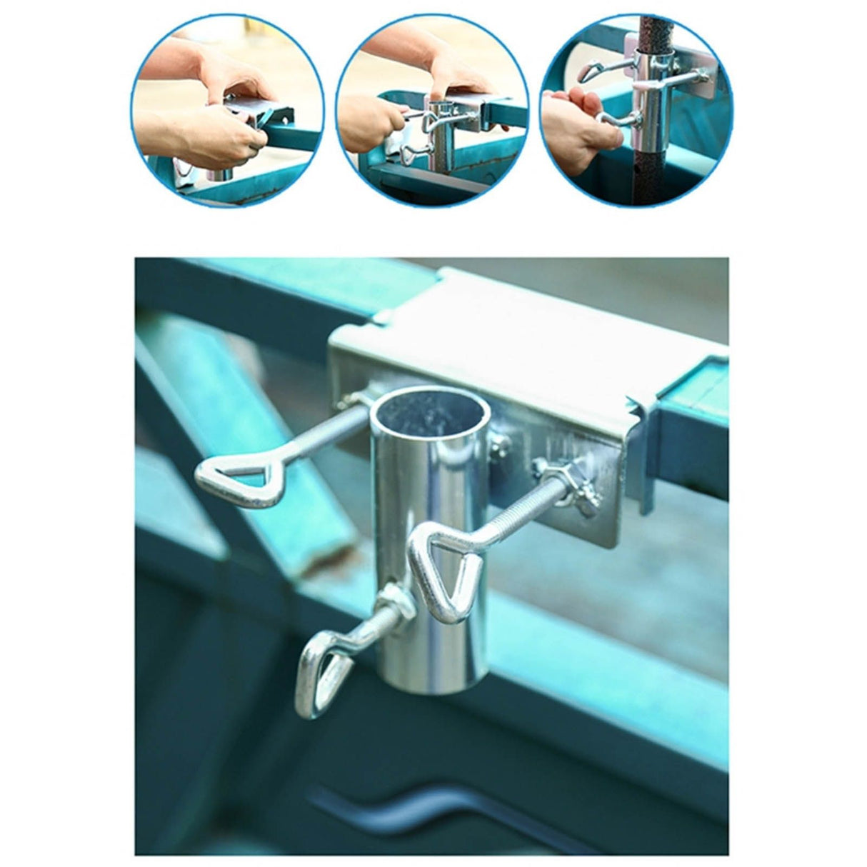 Sun Umbrella Mounting Clip Iron Parasol Fixing Clip Clamp Truck Umbrella Stand Clip for Balcony Railing