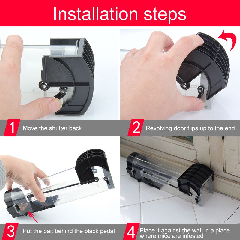 Automatic Mouse Trap High Sensitivity Self Locking Door Mouse Catcher Rat Catcher for Indoor Home Use Brown Transparent