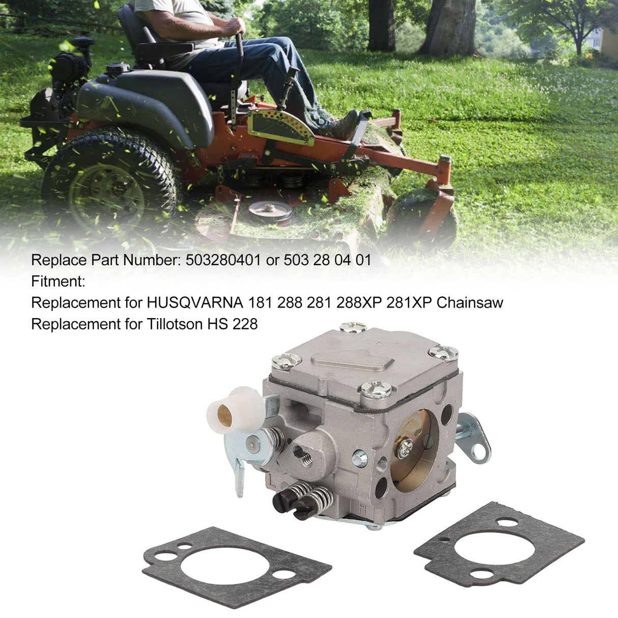 Chainsaw Carburetor Assembly with Gasket 503280401 Replacement for HUSQVARNA 181 288 281 288XP 281XP