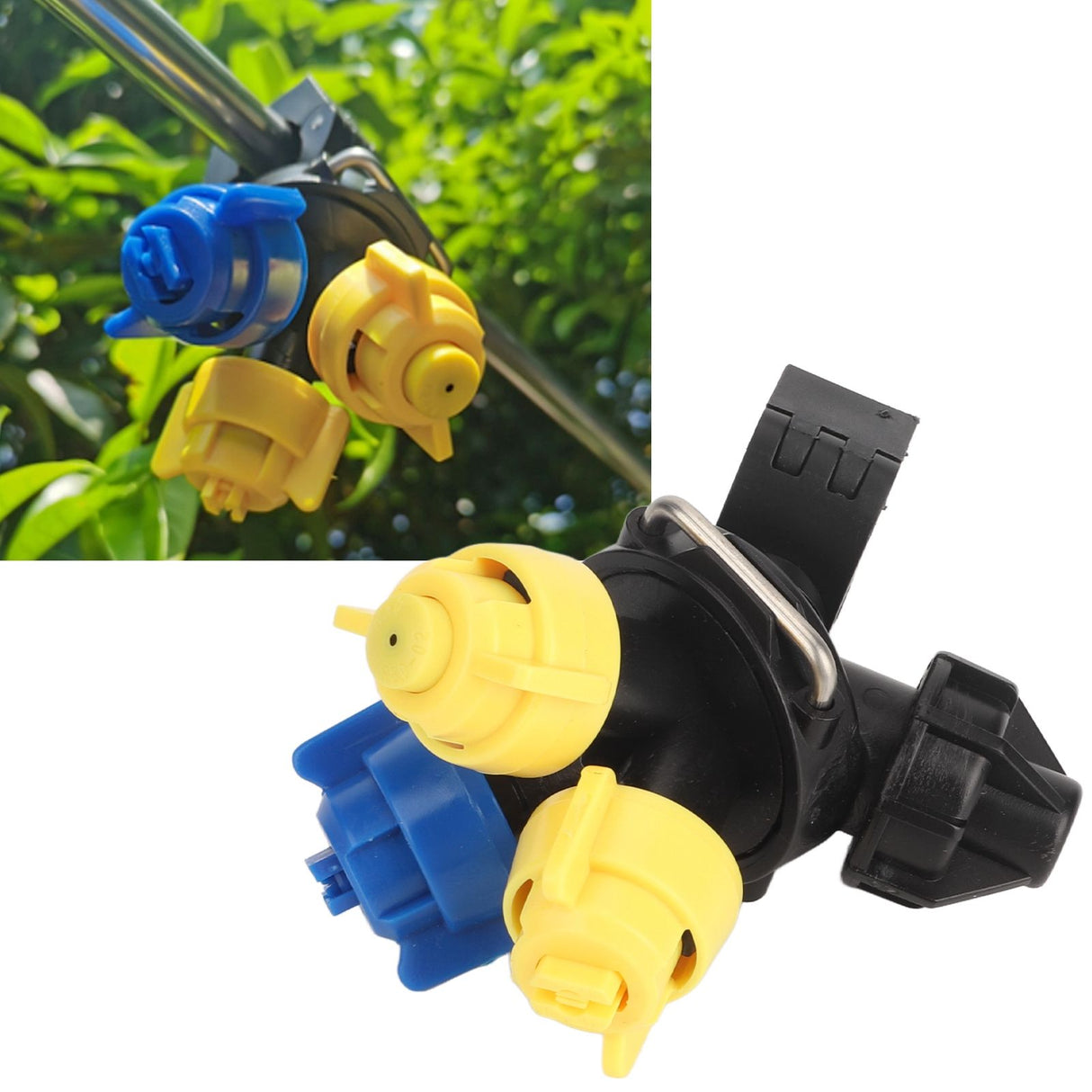 High Pressure Atomization Sprayer Nozzle 3 Heads Fan Shaped Agricultural Pesticide Mist Nozzle Drip Proof Tractor Nozzle