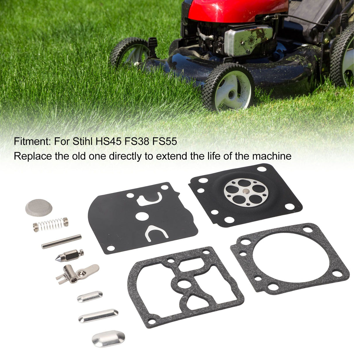 Trimmer Carburetor Repair Kit Carb Gasket Primer Bulb Set for Stihl HS45 FS38 FS55 Lawn Mower