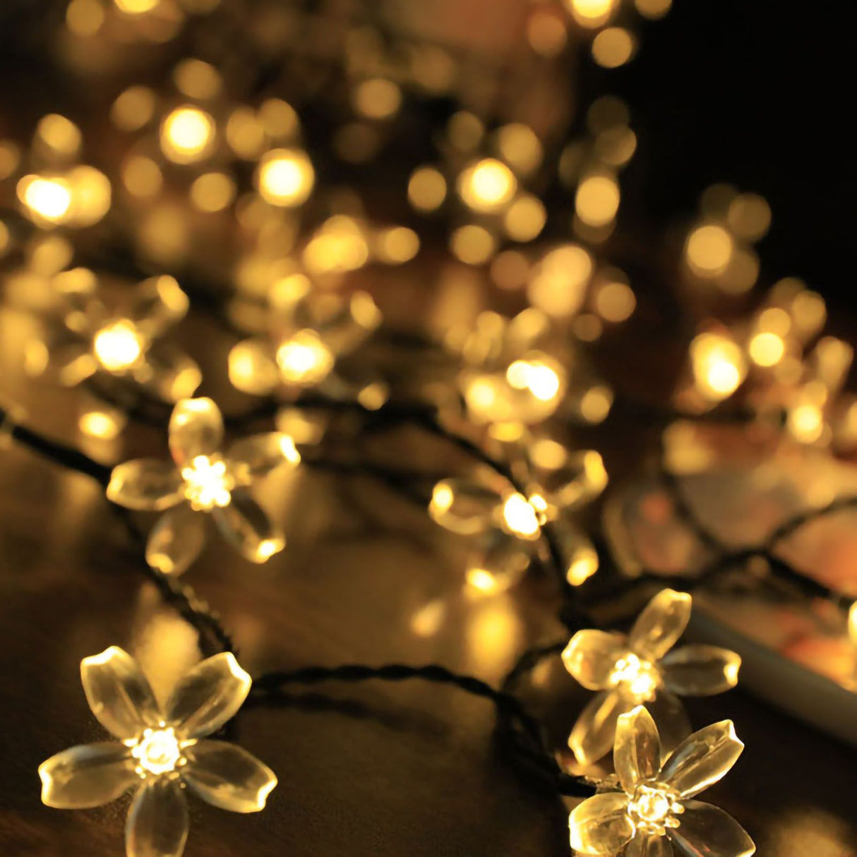 Sakura String Lights Solar Energy LED Waterproof Decoration Light for Outdoor Courtyard Warm White 5 Meters 20 Lights