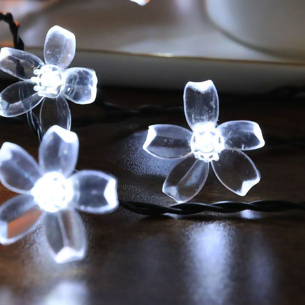 Sakura String Lights Solar Energy LED Waterproof Decoration Light for Outdoor Courtyard Pure White 5 Meters 20 Lights