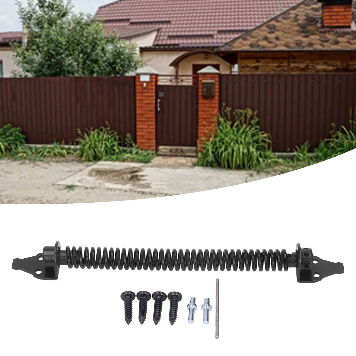 Self Closing Gate Door Spring Carbon Steel Electrophoresis Black Finish for Outdoor Villa Yard Fence