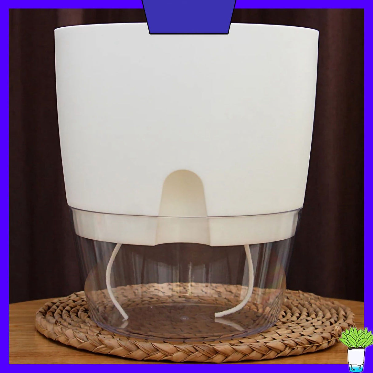 Self Watering Plastic Flowerpot Transparent Double Layer Detachable Light Flowerpot for Balcony White Large